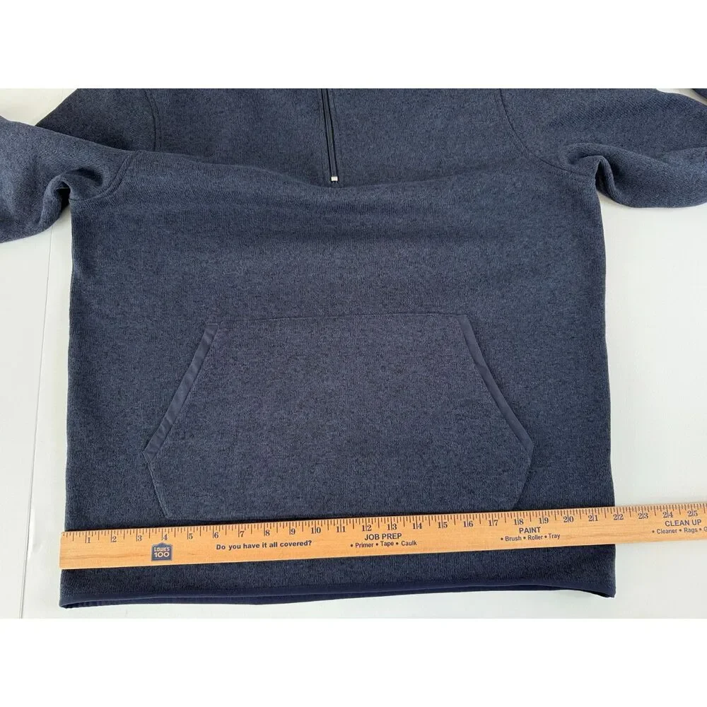 J Crew Mercantile Men's 1/4 Zip Sweater Fleece Pullover Jacket Navy Blue Size L